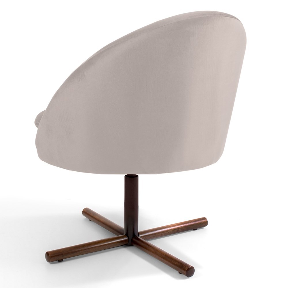Kit 2 Poltronas Decorativas Giratórias Base Xis Madeira Rafa B-309 Veludo Bege - Domi
