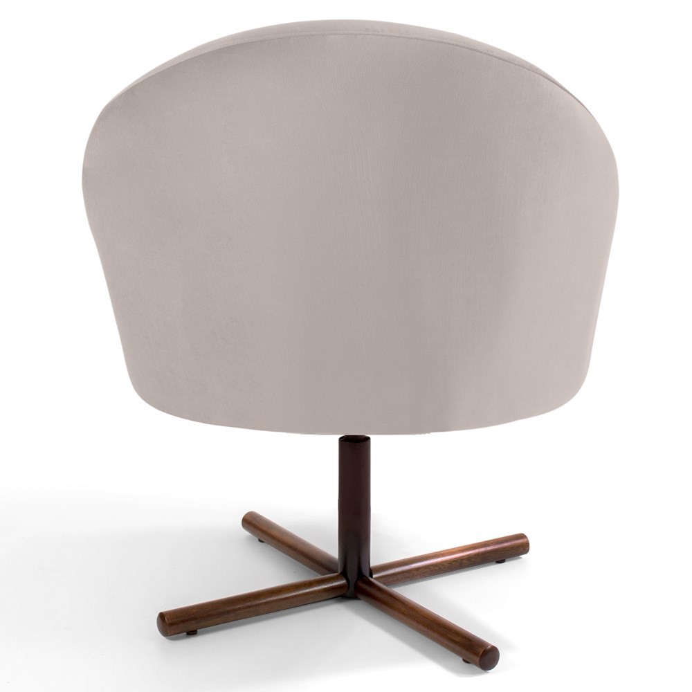 Kit 2 Poltronas Decorativas Giratórias Base Xis Madeira Rafa B-309 Veludo Bege - Domi