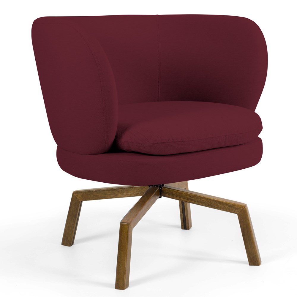 Kit 2 Poltronas Decorativas Melissa Base Ka Giratória Castanho Veludo C-278 Marsala - Domi