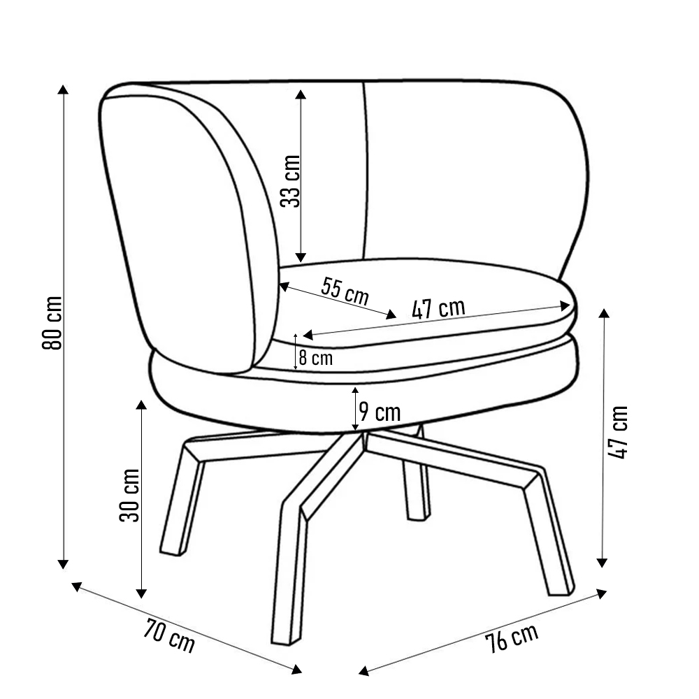 Kit 2 Poltronas Decorativas Melissa Base Ka Giratória Castanho Veludo C-278 Marsala - Domi