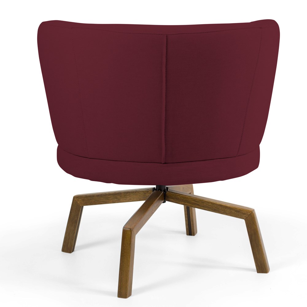 Kit 2 Poltronas Decorativas Melissa Base Ka Giratória Castanho Veludo C-278 Marsala - Domi