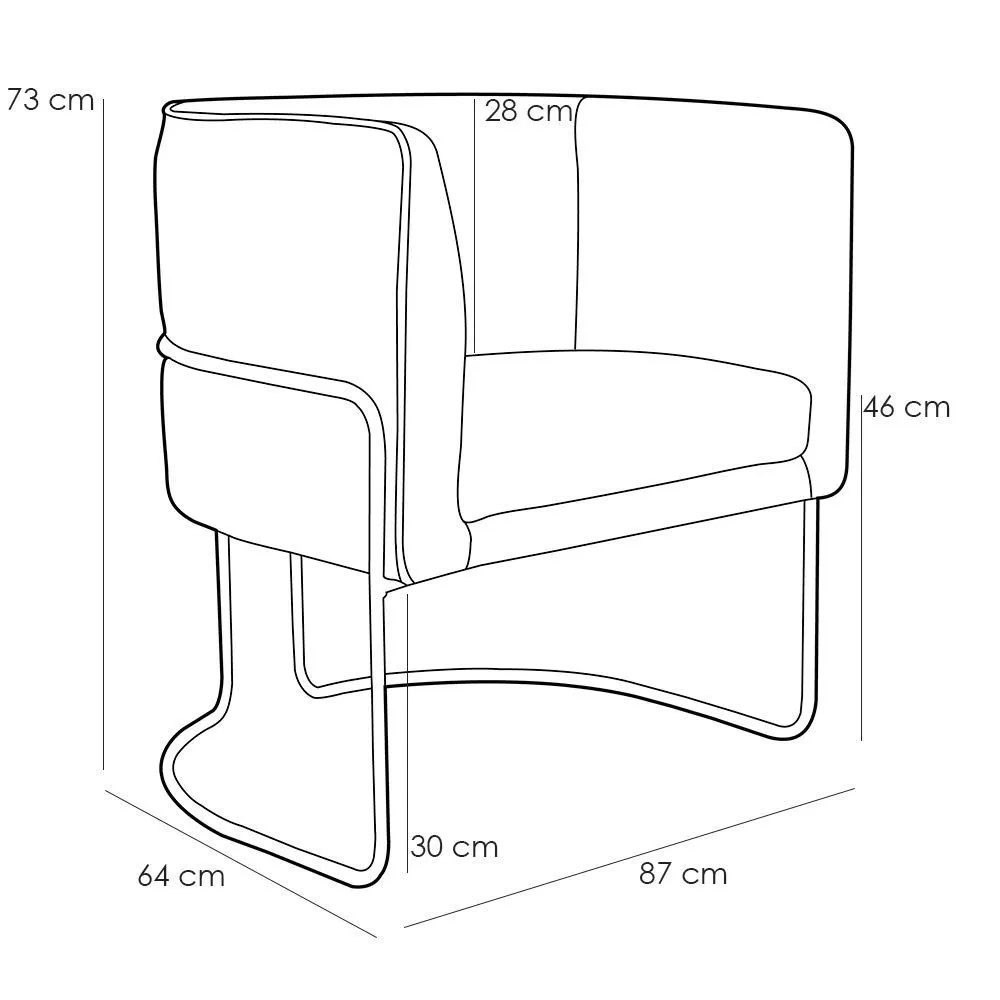 Kit 2 Poltronas Decorativas Pés Metal Betina A-48 Linho Flocos - Domi