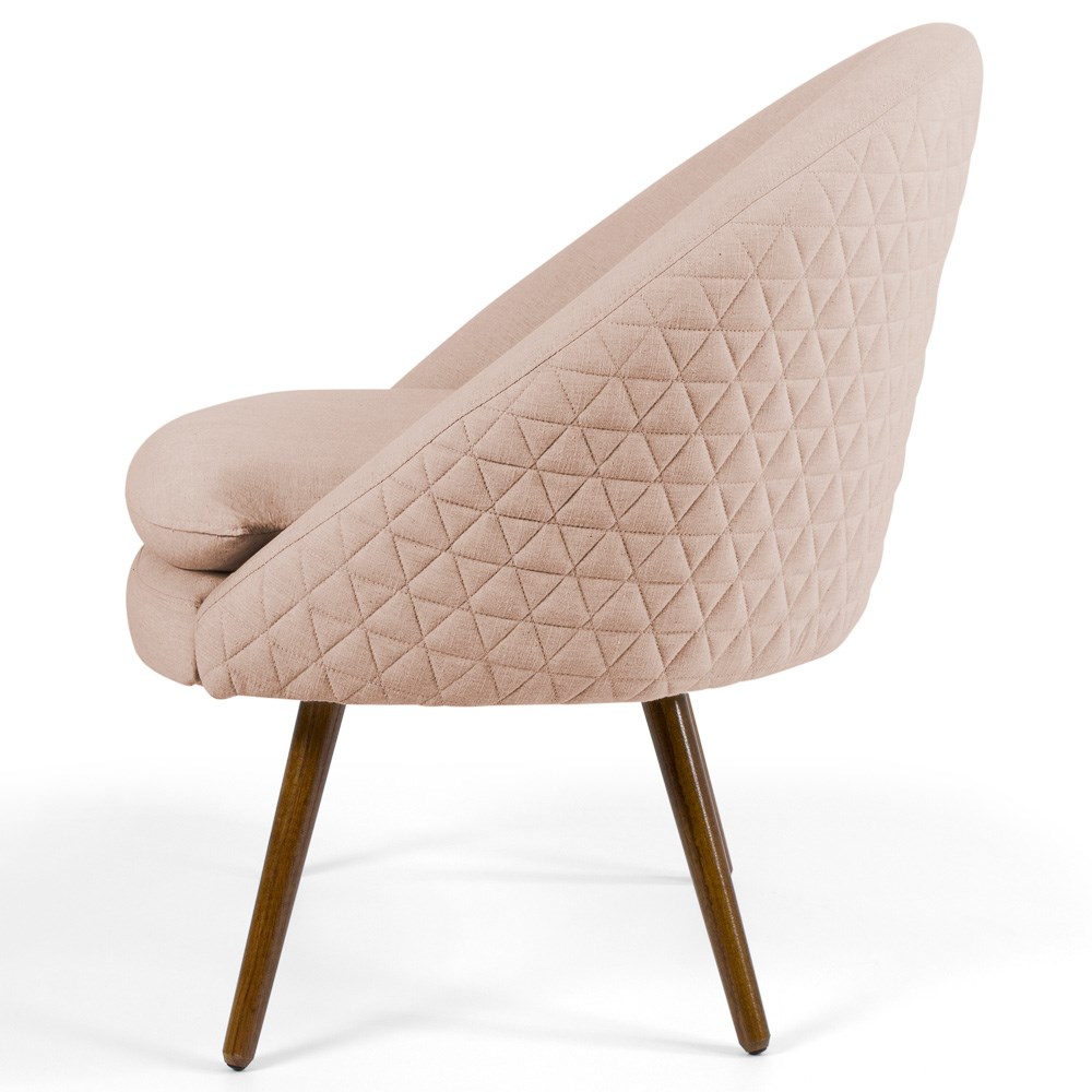 Kit 2 Poltronas Decorativas Pés Palito Rafa C-105 Linho Tressê Rosê - Domi