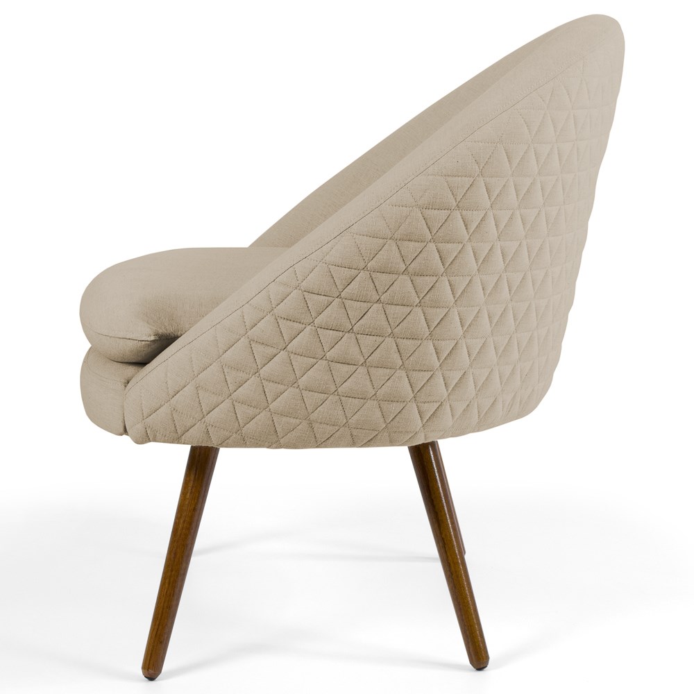Kit 2 Poltronas Decorativas Pés Palito Rafa C-129 Linho Tressê Bege Escuro - Domi