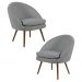 Kit 2 Poltronas Decorativas Pés Palito Rafa C-416 Linho Tressê Cinza Escuro - Domi