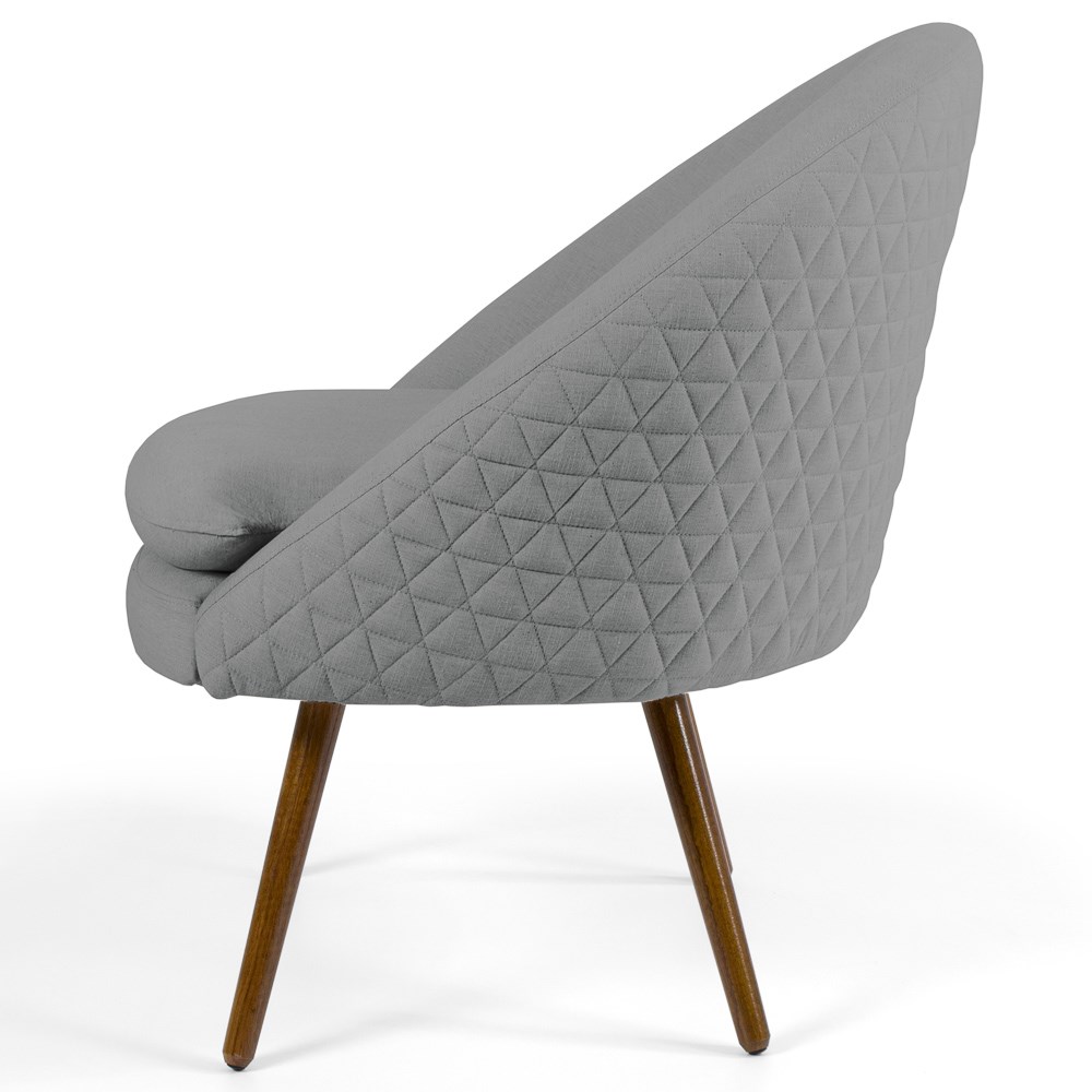 Kit 2 Poltronas Decorativas Pés Palito Rafa C-416 Linho Tressê Cinza Escuro - Domi