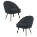 Kit 2 Poltronas Decorativas Pés Palito Rafa C-465 Linho Tressê Chumbo - Domi