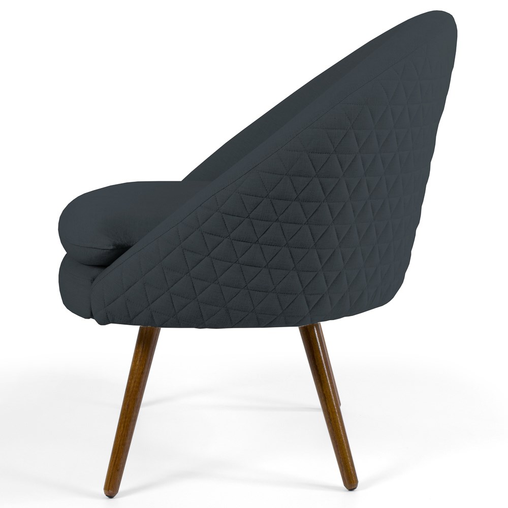 Kit 2 Poltronas Decorativas Pés Palito Rafa C-465 Linho Tressê Chumbo - Domi