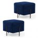 Kit 2 Puffs Decorativos 45cm Base Aço Status B-304 Veludo Azul Marinho - Domi