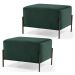 Kit 2 Puffs Decorativos 60cm Base Aço Status B-303 Veludo Verde Musgo- Domi