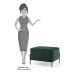 Kit 2 Puffs Decorativos 60cm Base Aço Status B-303 Veludo Verde Musgo- Domi