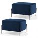 Kit 2 Puffs Decorativos 60cm Base Aço Status B-304 Veludo Azul Marinho- Domi