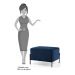 Kit 2 Puffs Decorativos 60cm Base Aço Status B-304 Veludo Azul Marinho- Domi