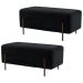 Kit 2 Puffs Decorativos 90cm Base Aço Status B-300 Veludo Preto - Domi
