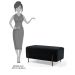 Kit 2 Puffs Decorativos 90cm Base Aço Status B-300 Veludo Preto - Domi