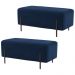 Kit 2 Puffs Decorativos 90cm Base Aço Status B-304 Veludo Azul Marinho - Domi