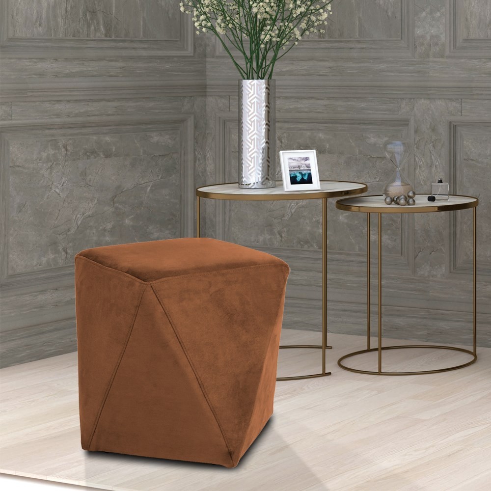 Kit 2 Puffs Decorativos Ametista B-262 Veludo Telha - Domi