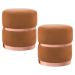 Kit 2 Puffs Decorativos Cinto e Aro Rosê Round B-262 Veludo Laranja - Domi