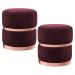 Kit 2 Puffs Decorativos Cinto e Aro Rosê Round B-278 Veludo Marsala - Domi
