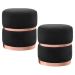 Kit 2 Puffs Decorativos Cinto e Aro Rosê Round B-300 Veludo Preto - Domi