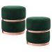Kit 2 Puffs Decorativos Cinto e Aro Rosê Round B-303 Veludo Verde Musgo - Domi