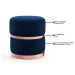Kit 2 Puffs Decorativos Cinto e Aro Rosê Round B-304 Veludo Azul Marinho - Domi