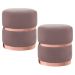 Kit 2 Puffs Decorativos Cinto e Aro Rosê Round B-305 Veludo Rosê - Domi