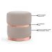 Kit 2 Puffs Decorativos Cinto e Aro Rosê Round B-309 Veludo Bege Claro - Domi