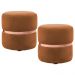 Kit 2 Puffs Decorativos Com Cinto Rosê Round B-262 Veludo Laranja - Domi