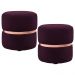 Kit 2 Puffs Decorativos Com Cinto Rosê Round B-292 Veludo Uva - Domi