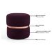 Kit 2 Puffs Decorativos Com Cinto Rosê Round B-292 Veludo Uva - Domi