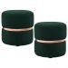 Kit 2 Puffs Decorativos Com Cinto Rosê Round B-303 Veludo Verde Musgo - Domi