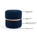 Kit 2 Puffs Decorativos Com Cinto Rosê Round B-304 Veludo Azul Marinho - Domi