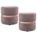 Kit 2 Puffs Decorativos Com Cinto Rosê Round B-305 Veludo Rosê - Domi