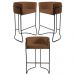 Kit 3 Banquetas Decorativas Base Aço Preto Betina B-262 Veludo Telha - Domi