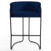 Kit 3 Banquetas Decorativas Base Aço Preto Betina B-304 Veludo Azul Marinho - Domi
