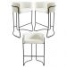 Kit 3 Banquetas Decorativas Base Aço Preto Betina B-309 Veludo Bege - Domi