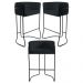 Kit 3 Banquetas Decorativas Base Aço Preto Betina C-05 Corano Black - Domi