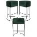 Kit 3 Banquetas Decorativas Base Aço Preto Betina C-117 Linho Verde - Domi