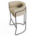 Kit 3 Banquetas Decorativas Base Aço Preto Betina C-129 Linho Creme - Domi