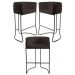 Kit 3 Banquetas Decorativas Base Aço Preto Betina C-34 Corano Marrom Escuro - Domi