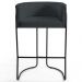 Kit 3 Banquetas Decorativas Base Aço Preto Betina C-465 Linho Chumbo - Domi