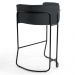 Kit 3 Banquetas Decorativas Base Aço Preto Betina C-465 Linho Chumbo - Domi