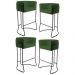Kit 4 Banquetas Decorativas Base Aço Preto Betina A-89 Corano Verde - Domi