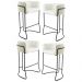 Kit 4 Banquetas Decorativas Base Aço Preto Betina B-309 Veludo Bege - Domi