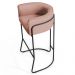 Kit 4 Banquetas Decorativas Base Aço Preto Betina C-105 Linho Rosê - Domi