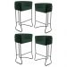 Kit 4 Banquetas Decorativas Base Aço Preto Betina C-117 Linho Verde Musgo - Domi