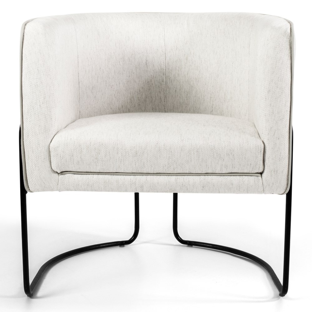 Poltrona Decorativa Base Aço Betina A-48 Linho Flocos - Domi