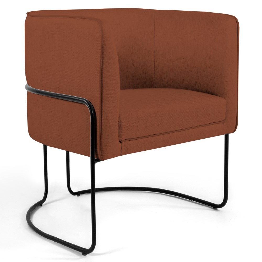 Poltrona Decorativa Base Aço Betina B-355 Linho Laranja - Domi