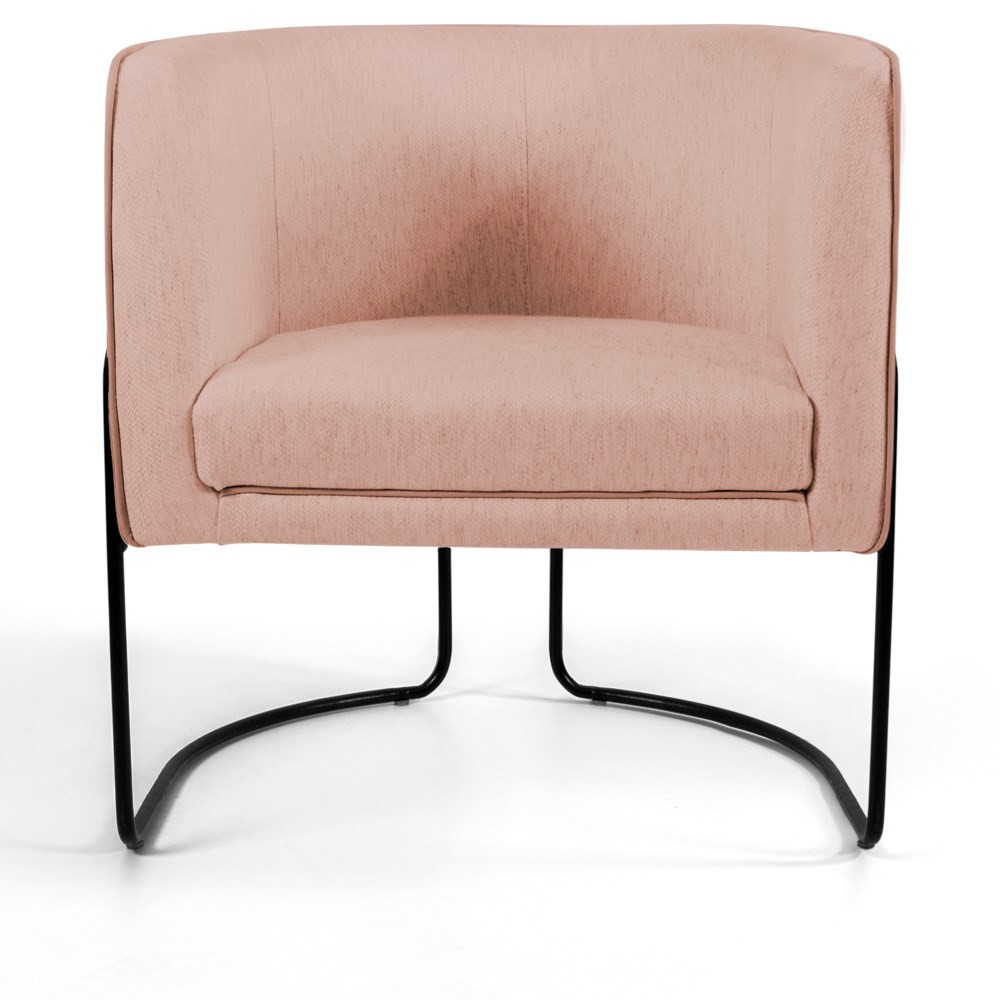 Poltrona Decorativa Base Aço Betina C-105 Linho Rosê - Domi